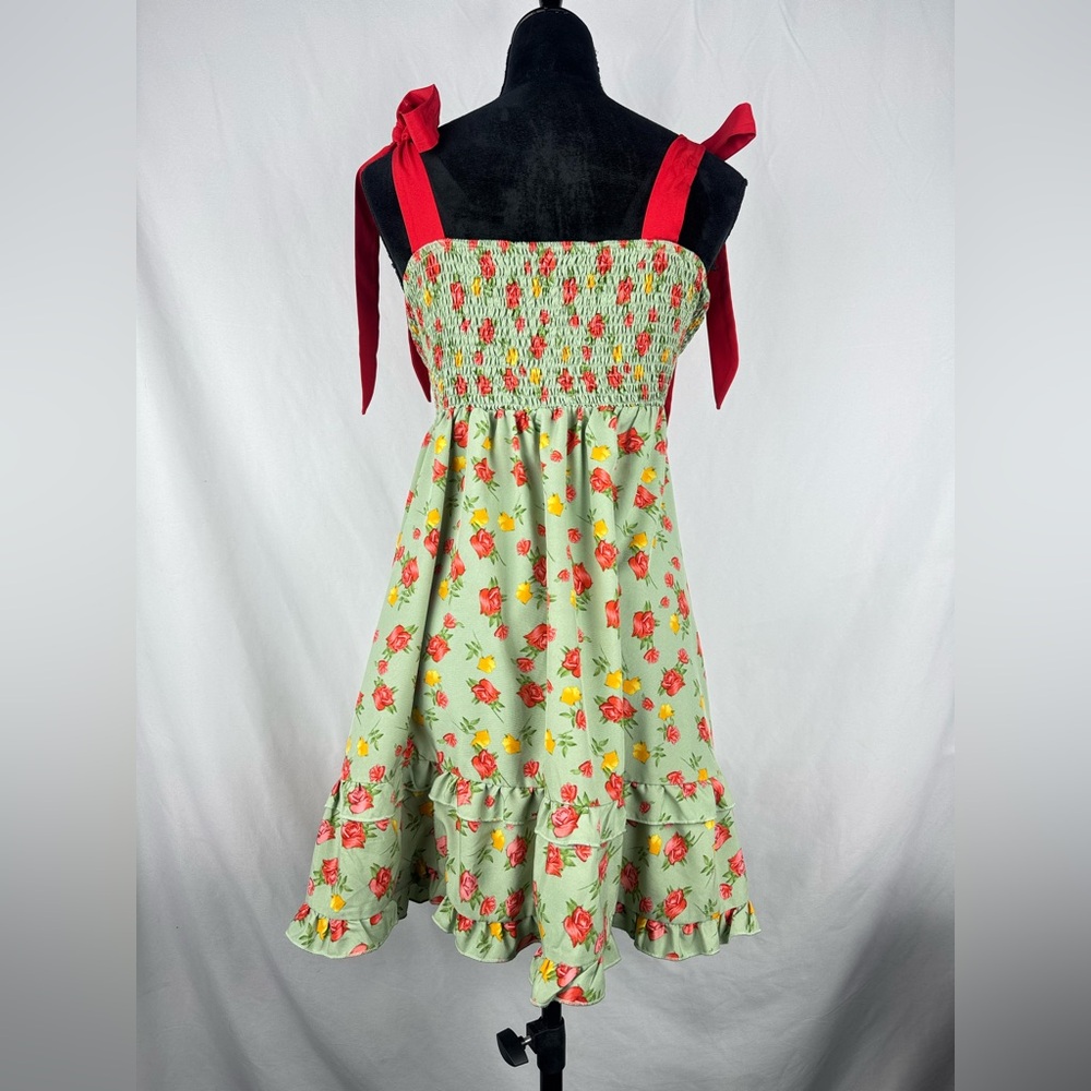 Temu Plus Side Boho Floral Tie-Shoulder Dress - Picture 3 of 3